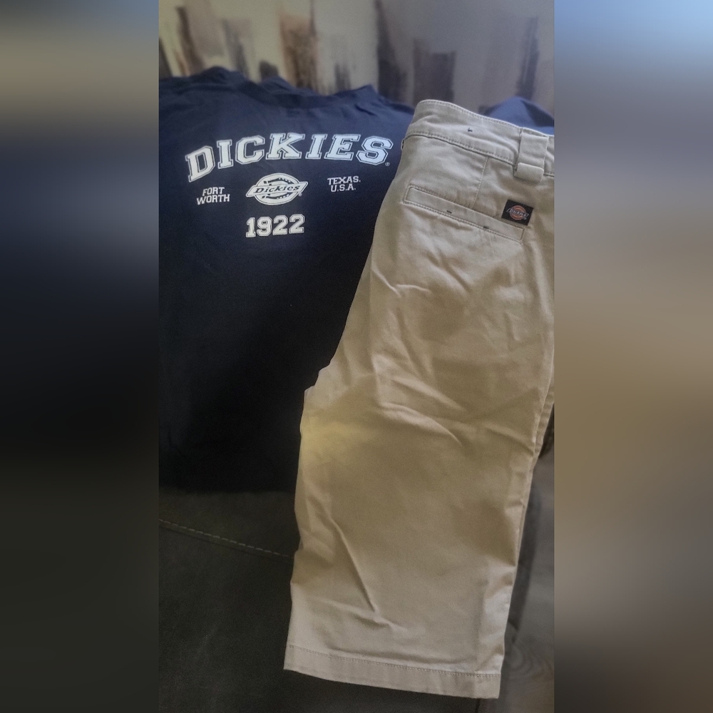 Dickies Black Graphic Tee and Khaki Pants